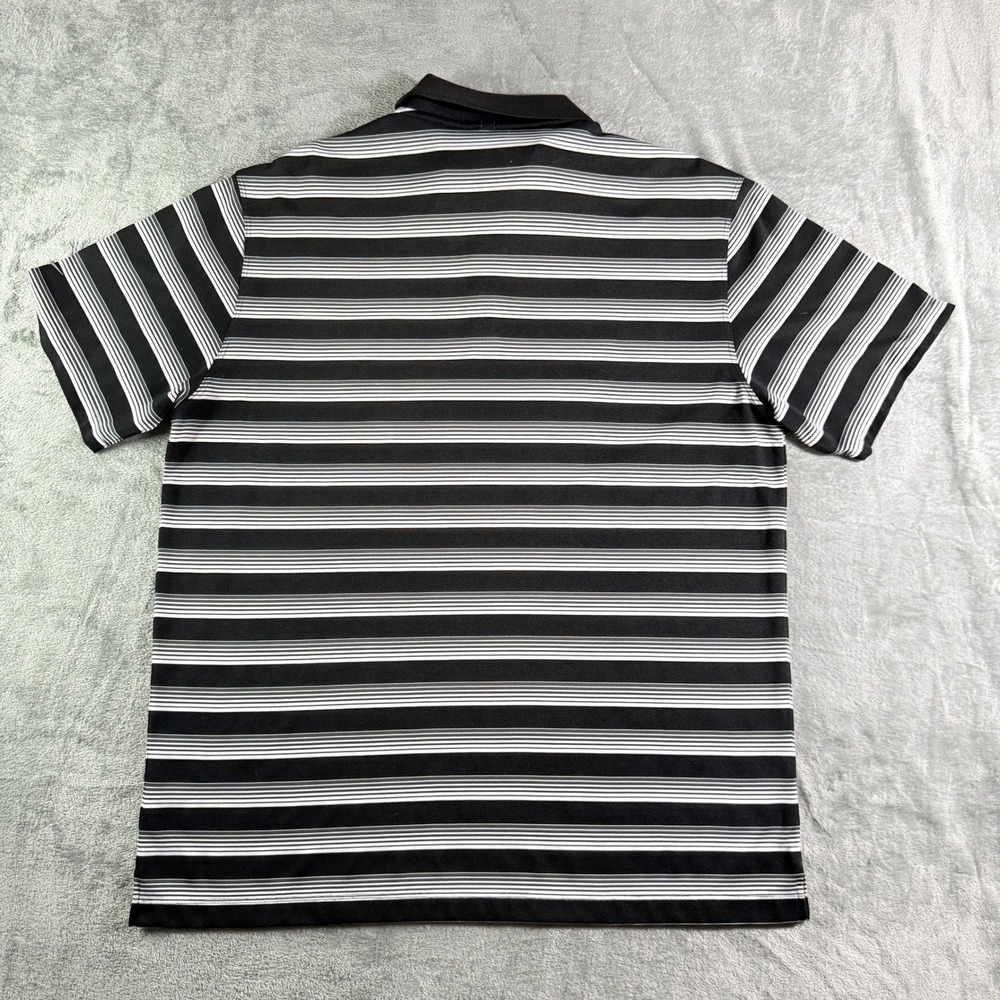 Nike Dri Fit Golf Polo Shirt Black White Stripe Short Sleeve Mens L - Picture 6 of 10